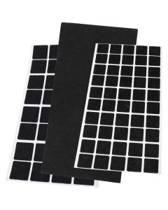 Self-adhesive felt glides, thickness 1.5 mm, black, angular/rectangular/square, many sizes 