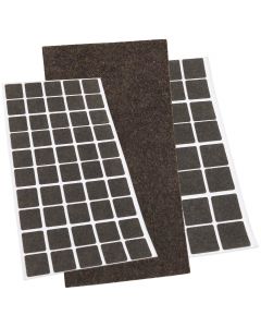 Self-adhesive felt glides, thickness 1.5 mm, brown, angular/rectangular/square, many sizes