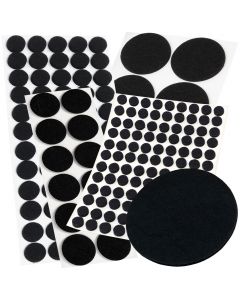 Self-adhesive Felt Pads, black, round, many different sizes, and a thickness of 3.5mm
