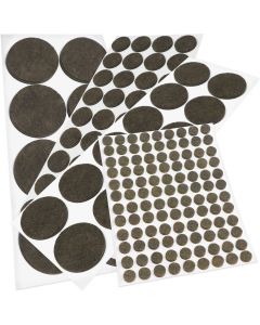 Self-adhesive felt pads, thickness 3.5 mm, brown, round, many sizes