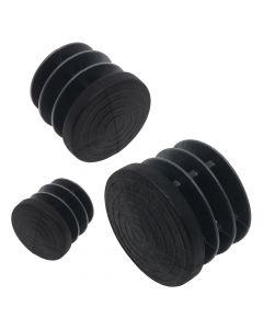Round slatted stoppers, furniture glides for tubular steel chairs, black, round, many sizes