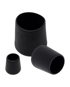 Chair leg caps, furniture glides for tubular steel chairs and all round armchair legs, black, round, many sizes